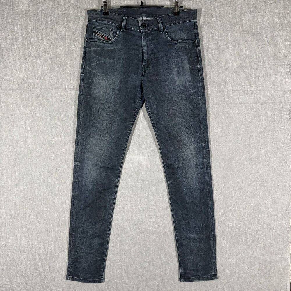 Diesel D-Strukt Jeans Mens 32x32 Black Slim Fit Denim Pants Grunge Punk Dark